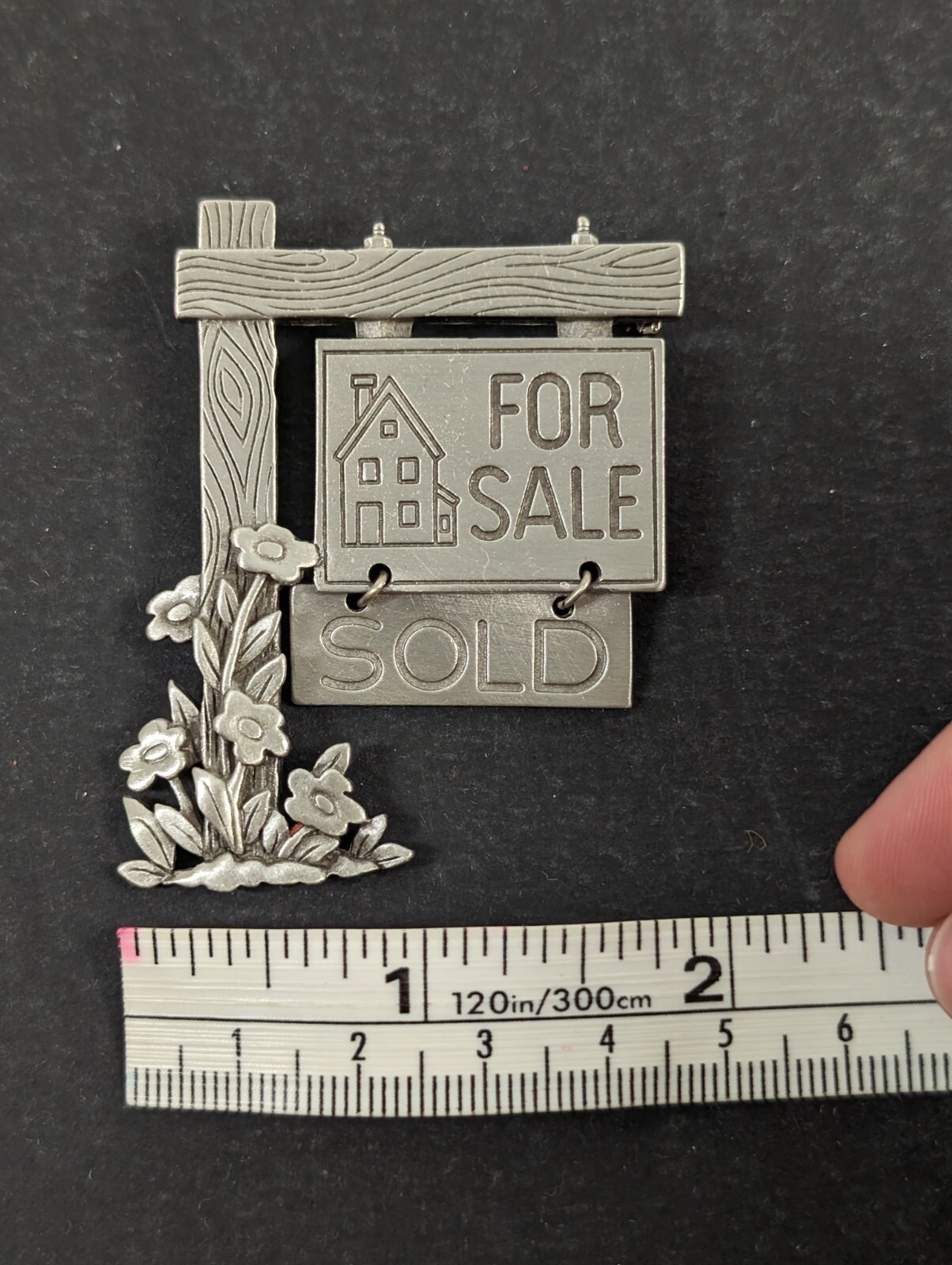 Vintage JJ Pewter Pin For Sale Sold House Home Buyer Realtor Housewarming Gift