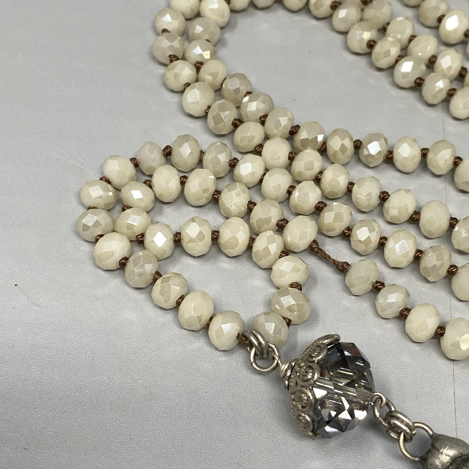 Czech Glass Bead Pendant Necklace Mala Prayer Meditation Flapper Fire Polished