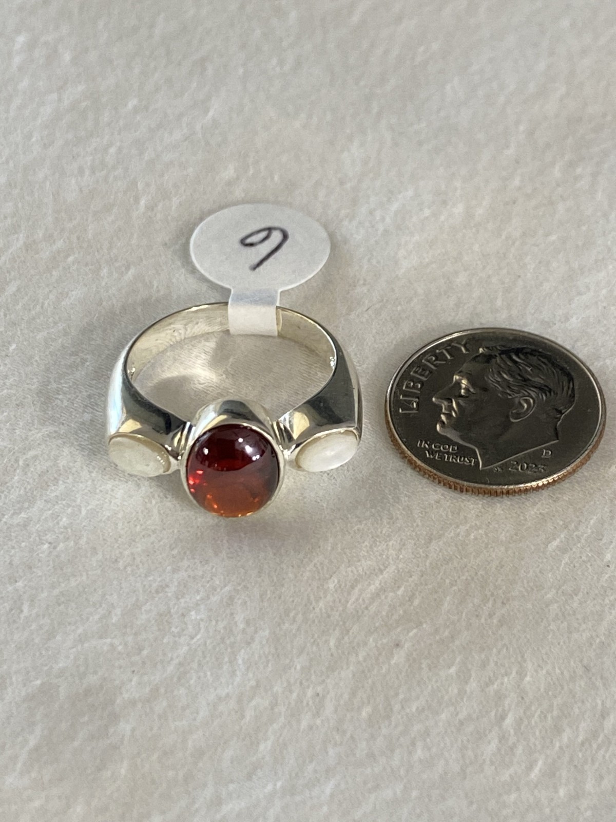 Vintage Sterling Silver Multi Stone Ring JC Signed Size 6 NOS 4.2g