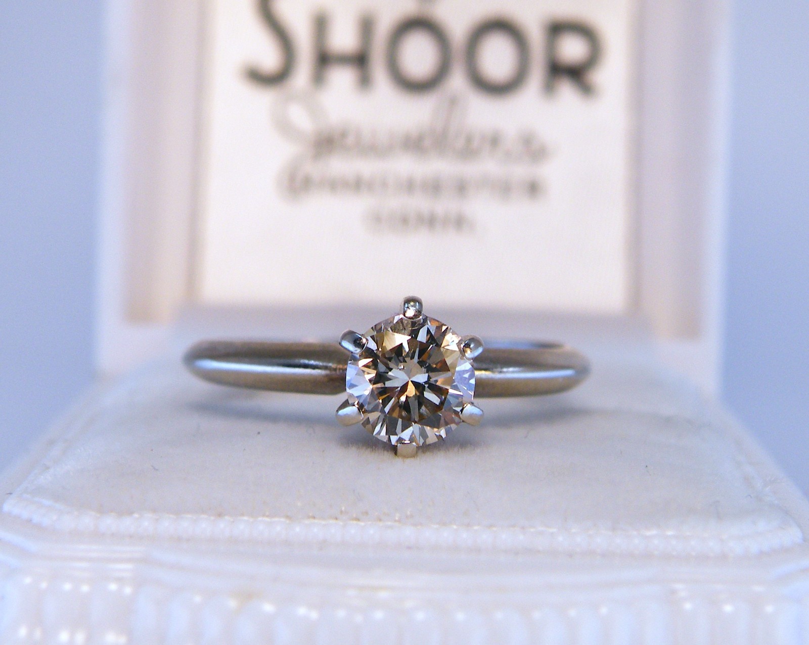 14k Natural .50ct Round Diamond Engagement RING Sz 5.5 Brown Yellow Color Change