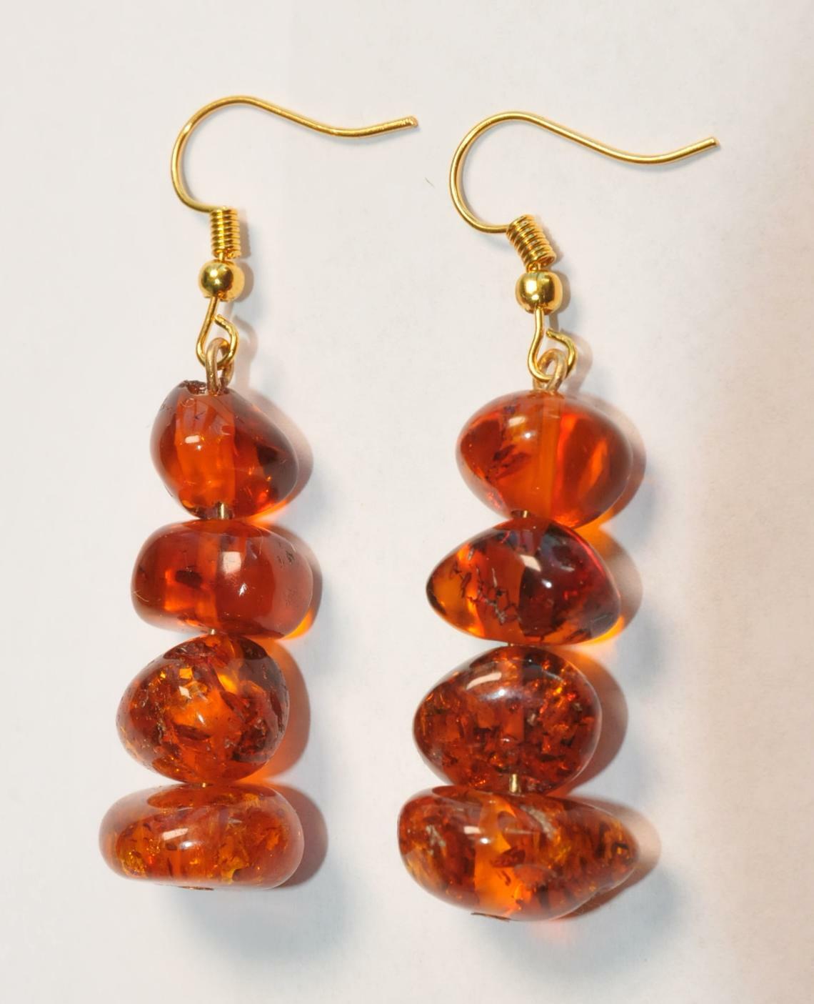 VINTAGE RUSSIAN SOVIET BALTIC SEA AMBER EARRINGS 老琥珀 USSR KALININGRAD STONE ROCK