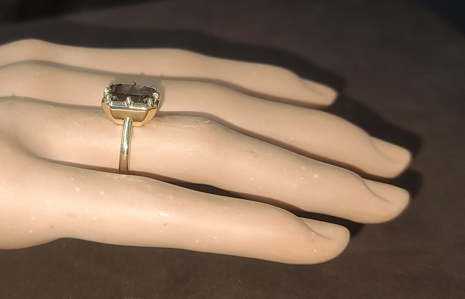 14k Yellow Gold Engagement Ring 4.46ct.Natural Asscher Cut Champagne Diamond