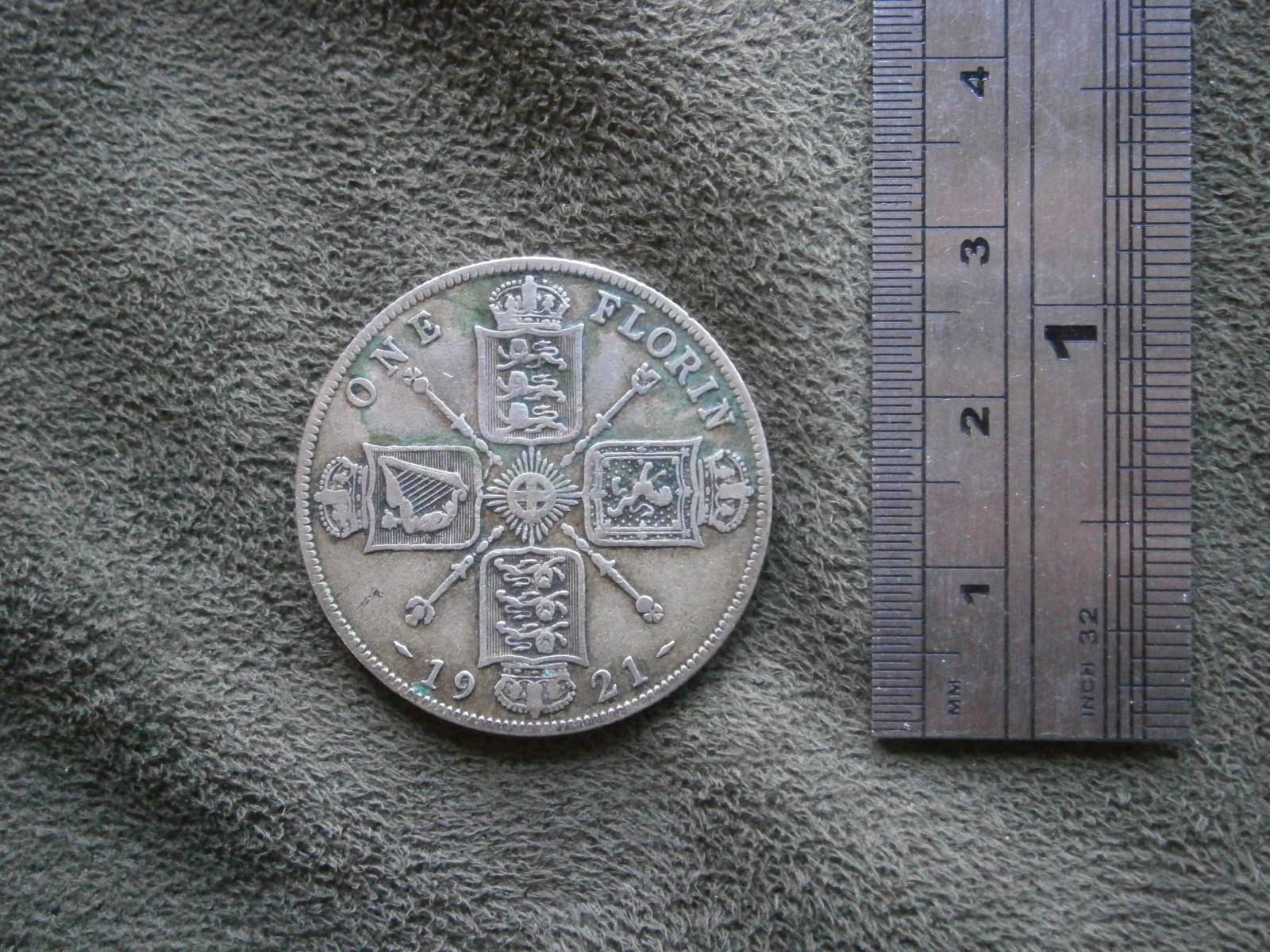 George V Florin Great Britain .500 Silver Coin ~ 1921 ~ 11.1g