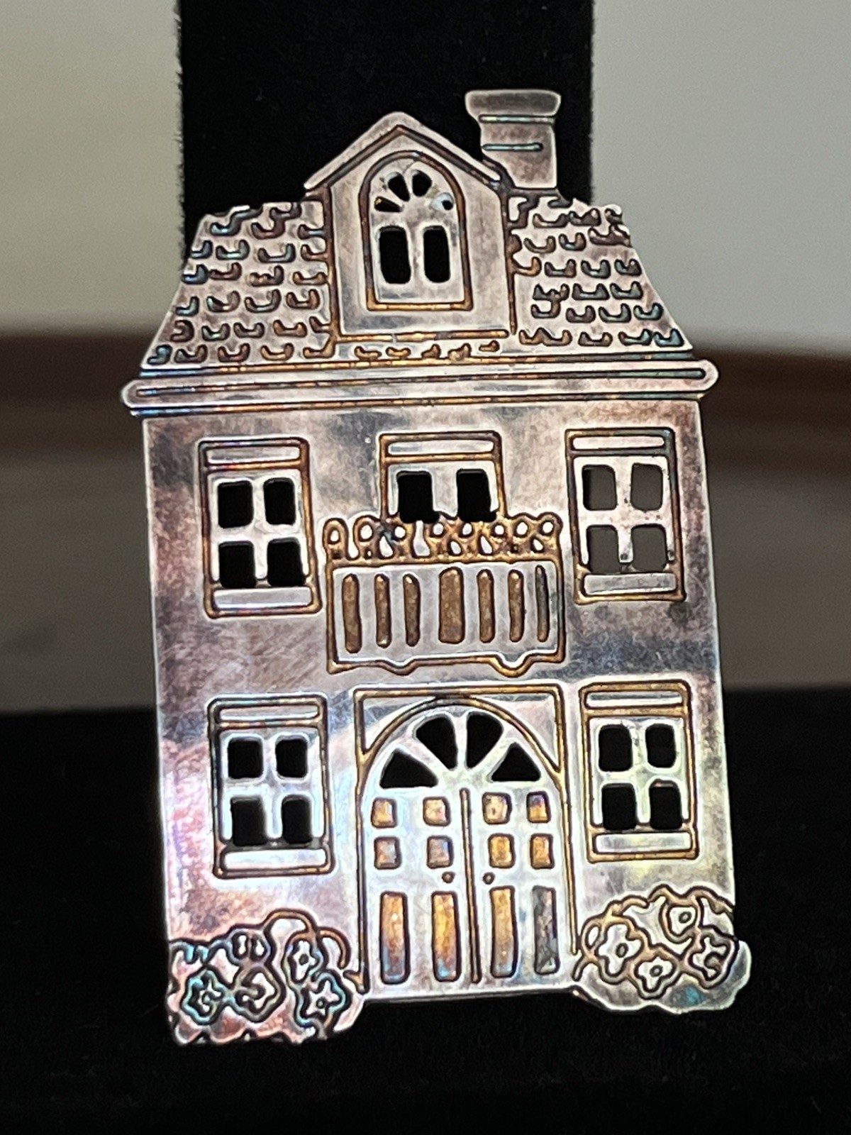 Vintage Sterling Silver Brooch Pin 925 House Building