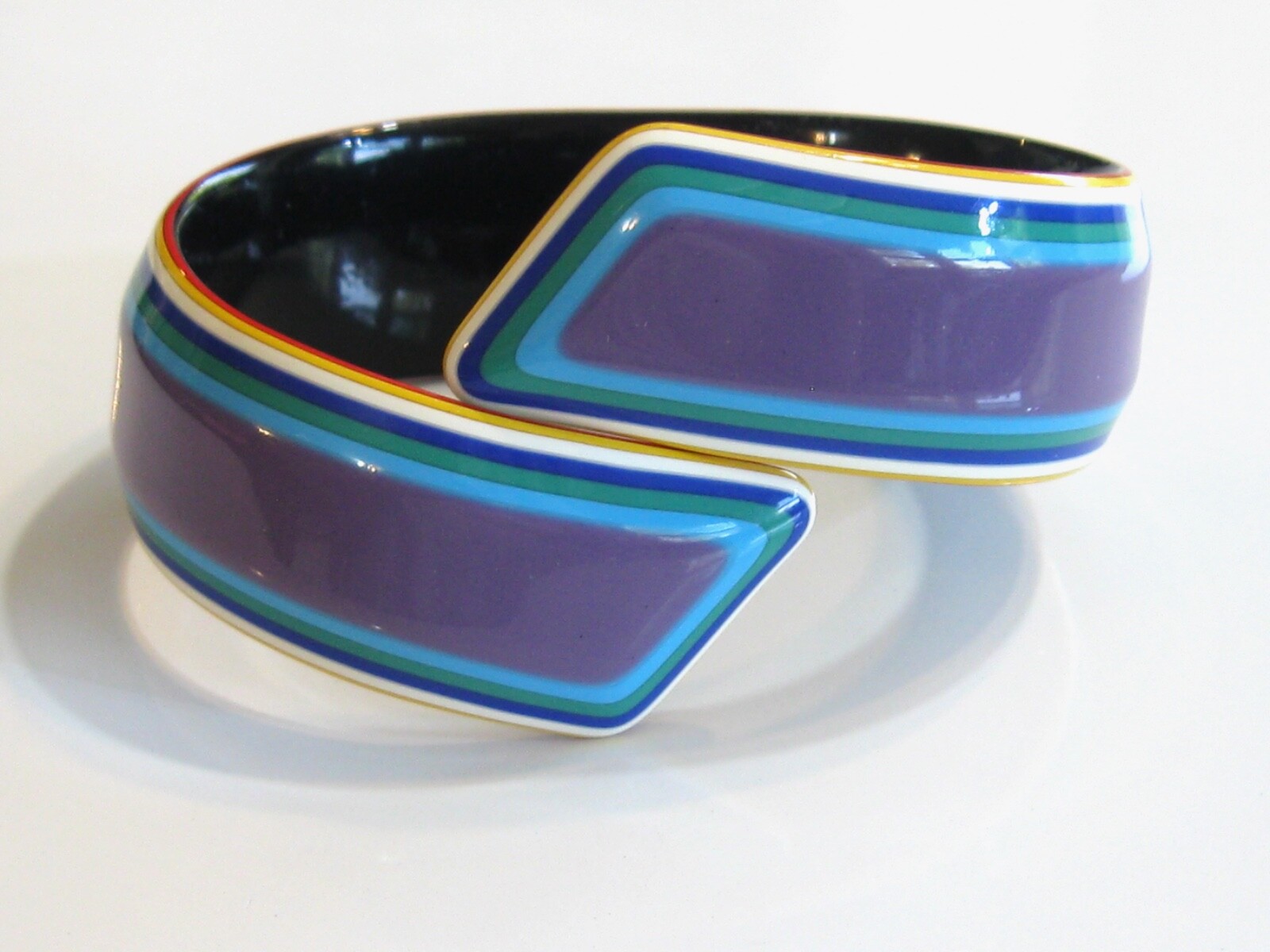 COLORFUL RETRO VINTAGE BYPASS WRAP LAYERED CELLULOSE ACETATE BANGLE BRACELET