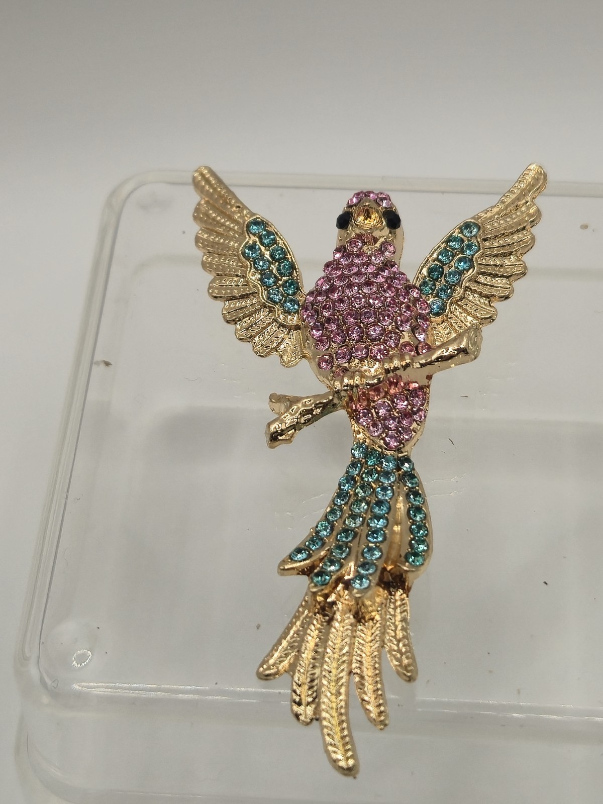 Multi-Colored Rhinestone Bird Brooch Unbranded