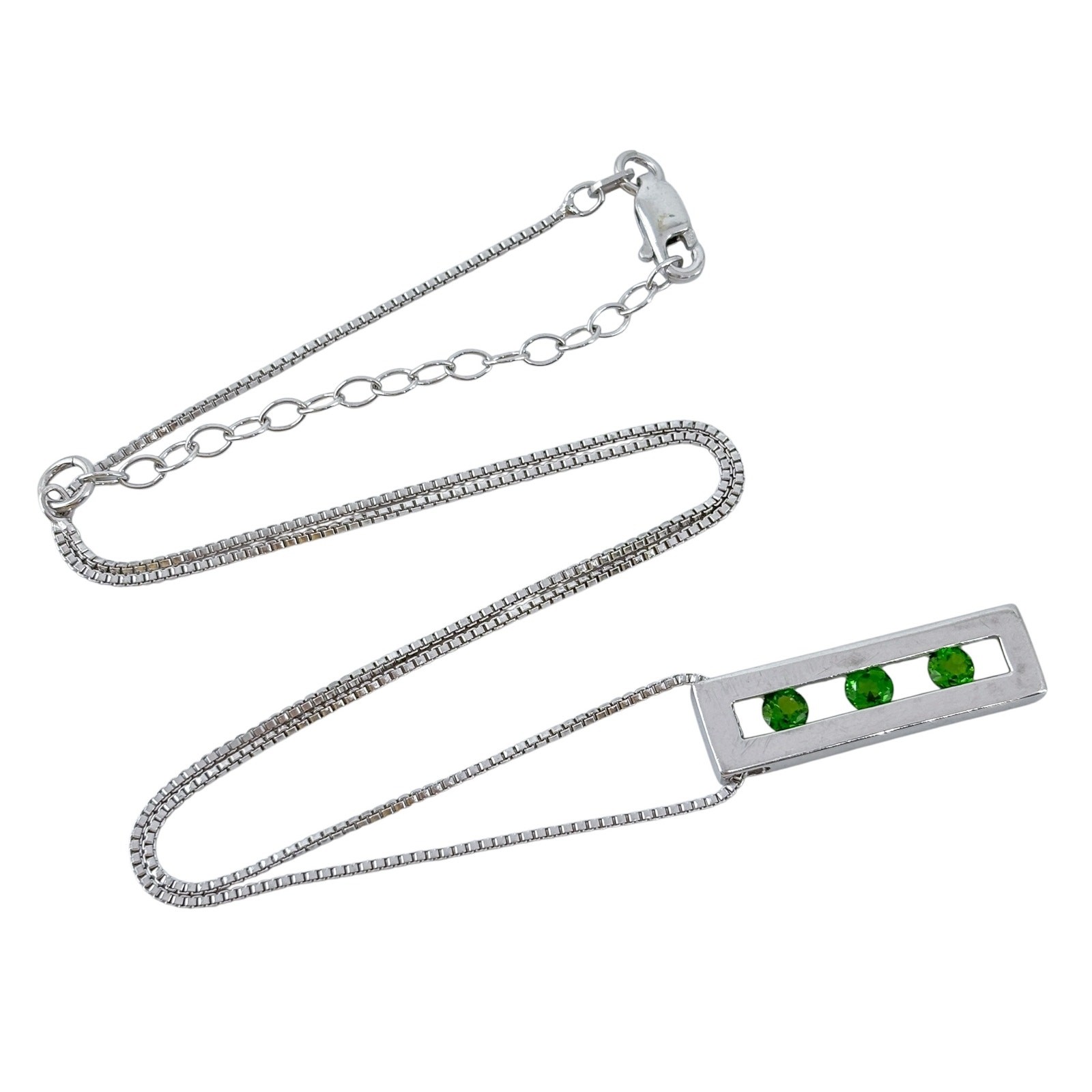 Green Triple Diopside Pendant | Sterling Silver 925 Necklace 16”-18” Gift