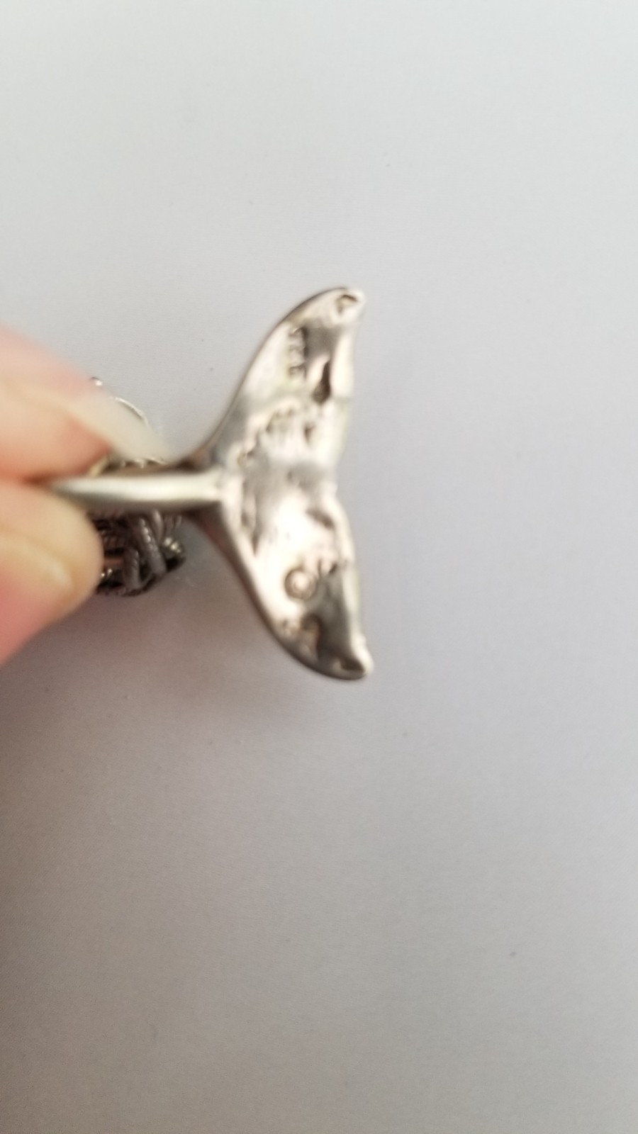 .75″ Vintage Sterling 925 SILVER Whale Tail no Bracelet CHARM Pendant