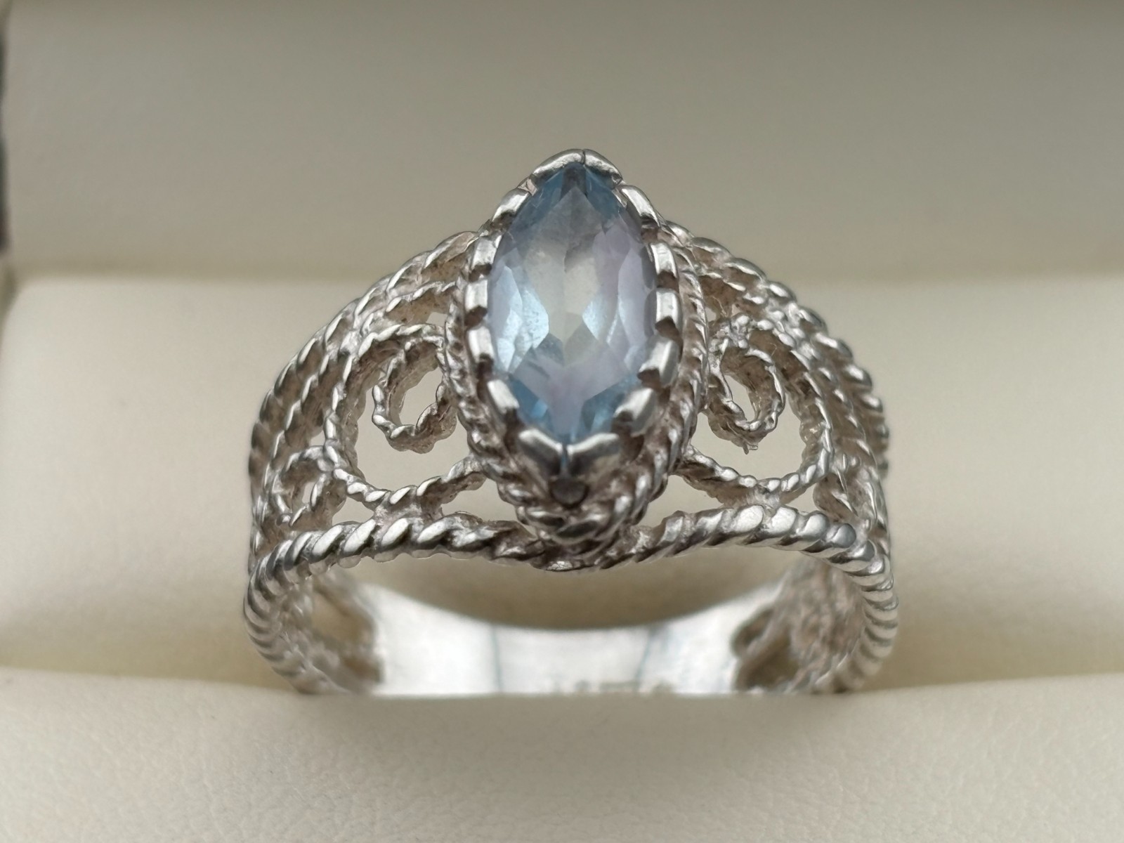925 Sterling Silver Vintage Sky & Swiss Blue Topaz Designer Rings Sz. 8 & 8.5