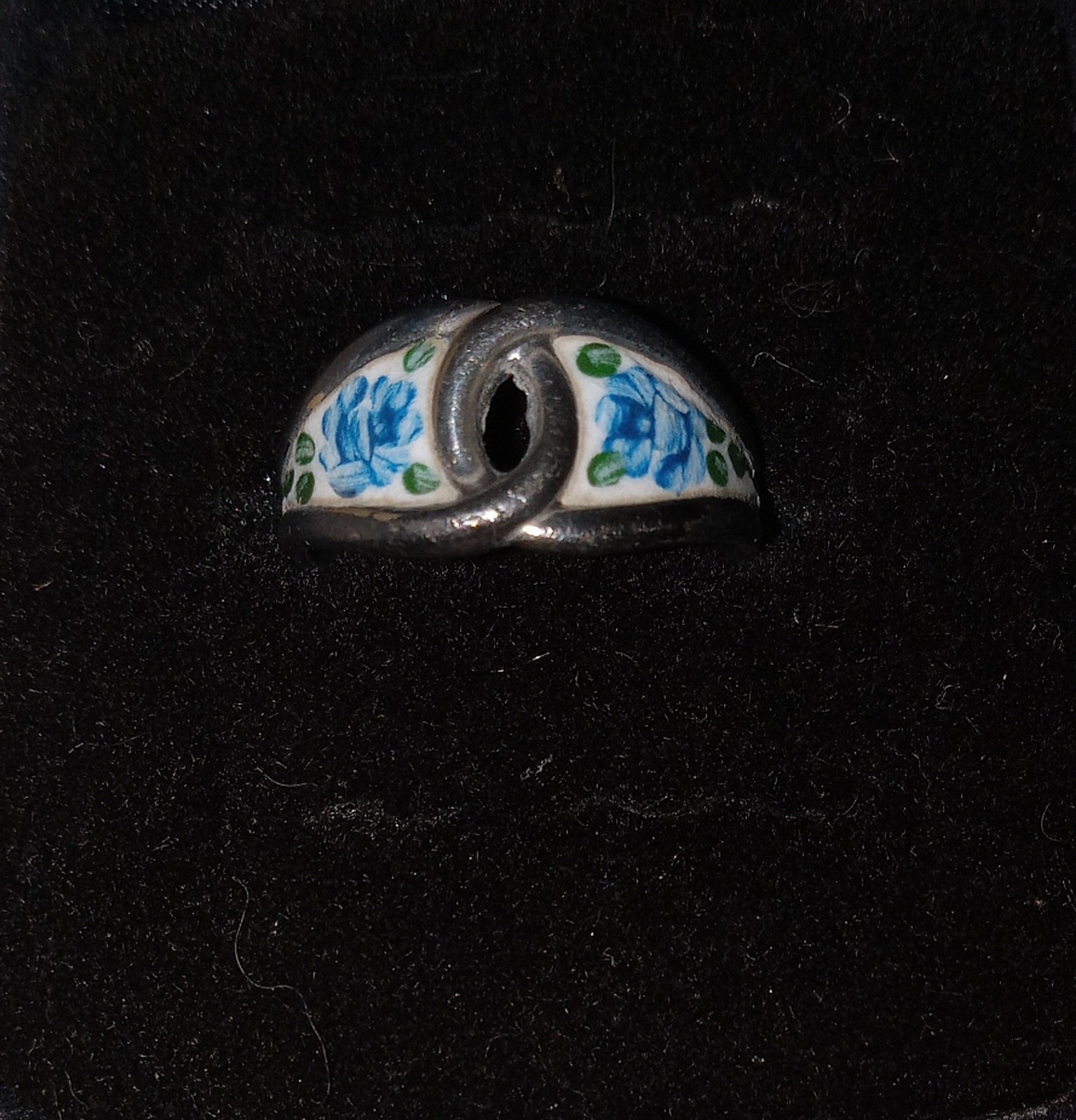 Bar Tan Sterling 925 Floral Flower Enameled Ring Sz 6.75 Almost 7 Nouveau?