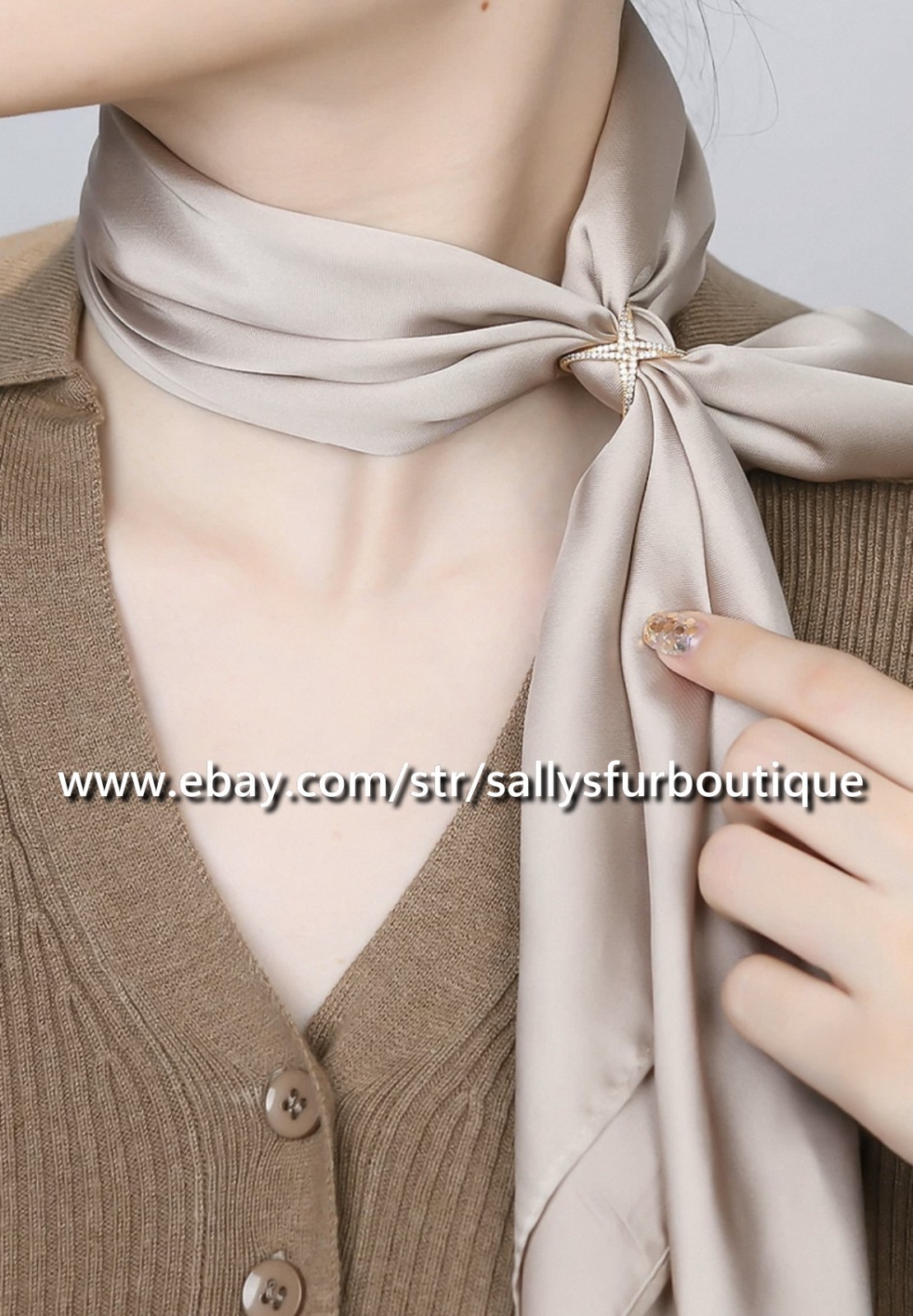 Sally’s Quality 100% Copper Scarf Ring X Style Buckles Brooch For Silk Scarves