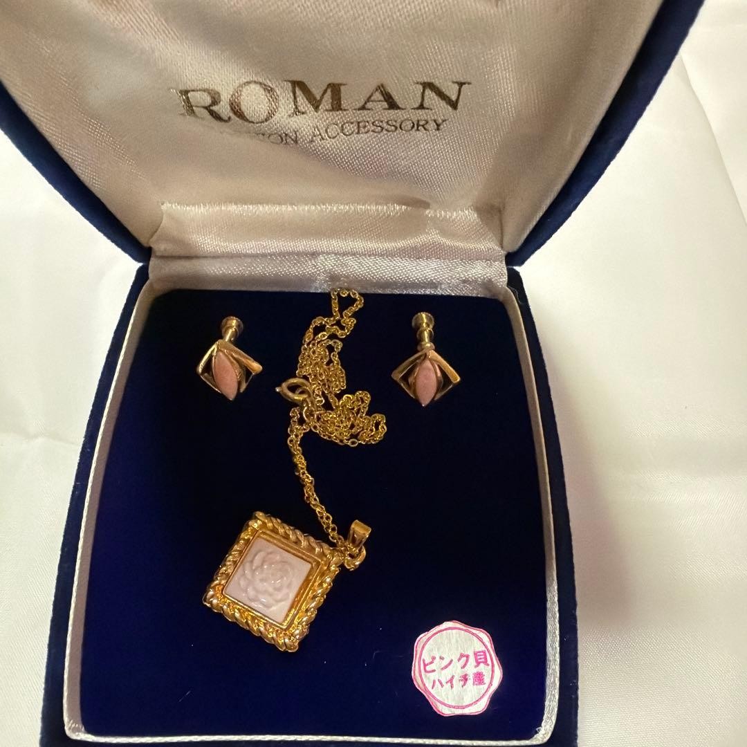 Excellent ・ With Box ROMAN Roman Vintage Necklace Earrings Set