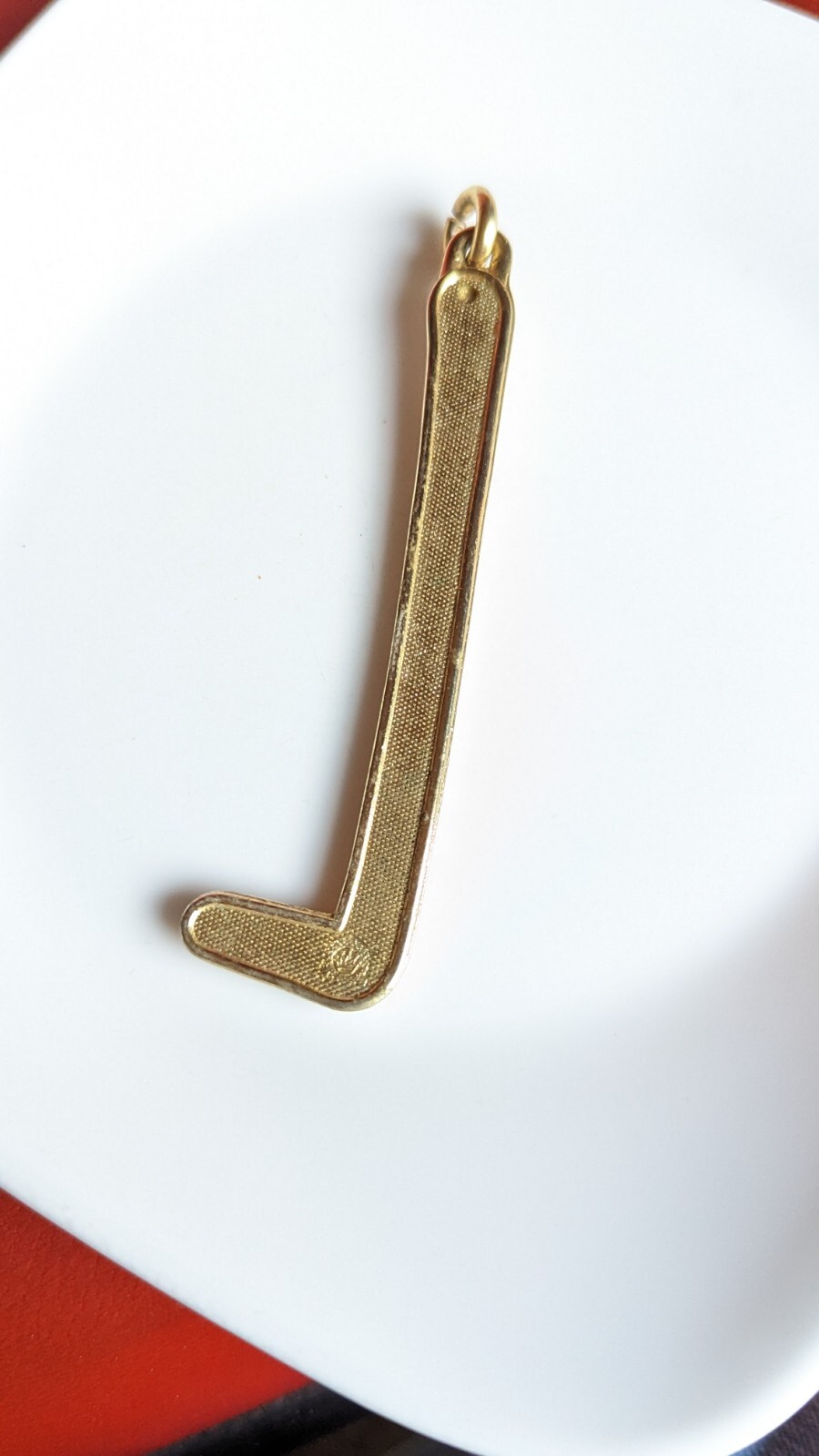 Hallmark 4″ Charm Letter L Initial Pendant Ornament Gold Tone RED Enamel