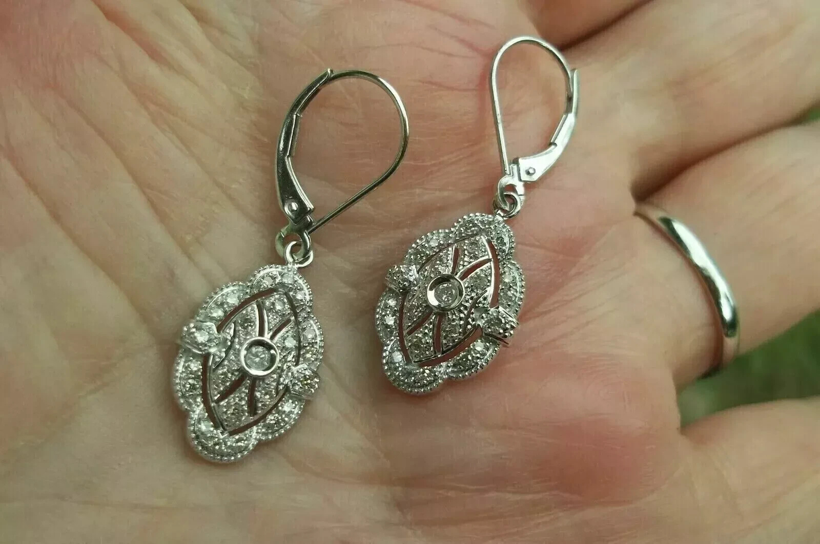 Vintage Style 2.5Ct Lab Created Diamond Drop/Dangle 14k White Gold FN Earrings