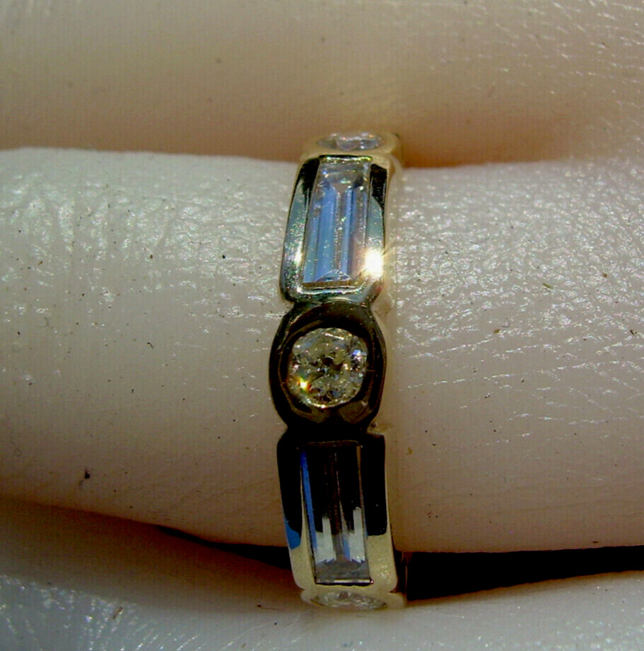 Original EARTH MINED DIAMOND Deco Wedding Band Vintage Style 14K GOLD Ring 6.25