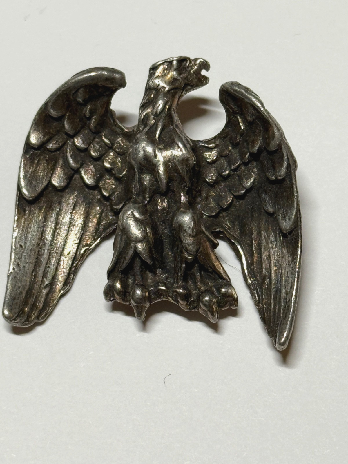 Vintage Eagle Brooch Pin Bird Critter Heraldic European Silver Tone