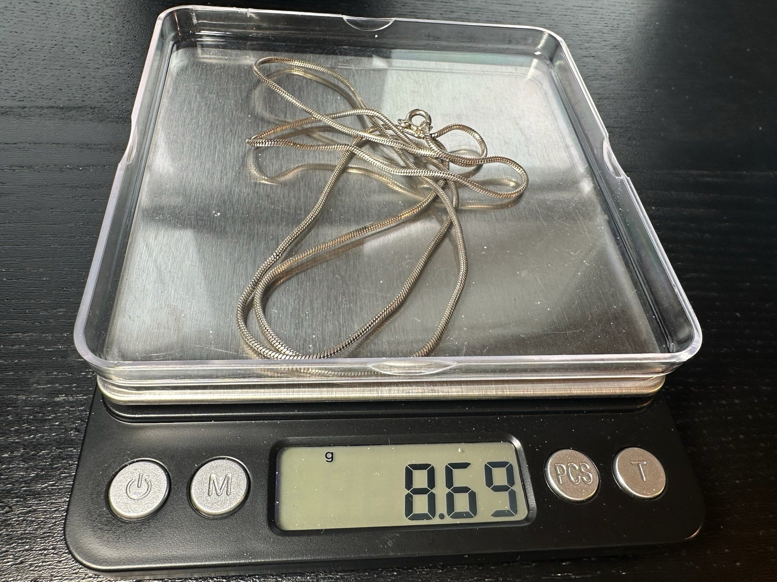 8.69g Vintage Sterling Silver 925 Snake Chain Necklace M 25 in