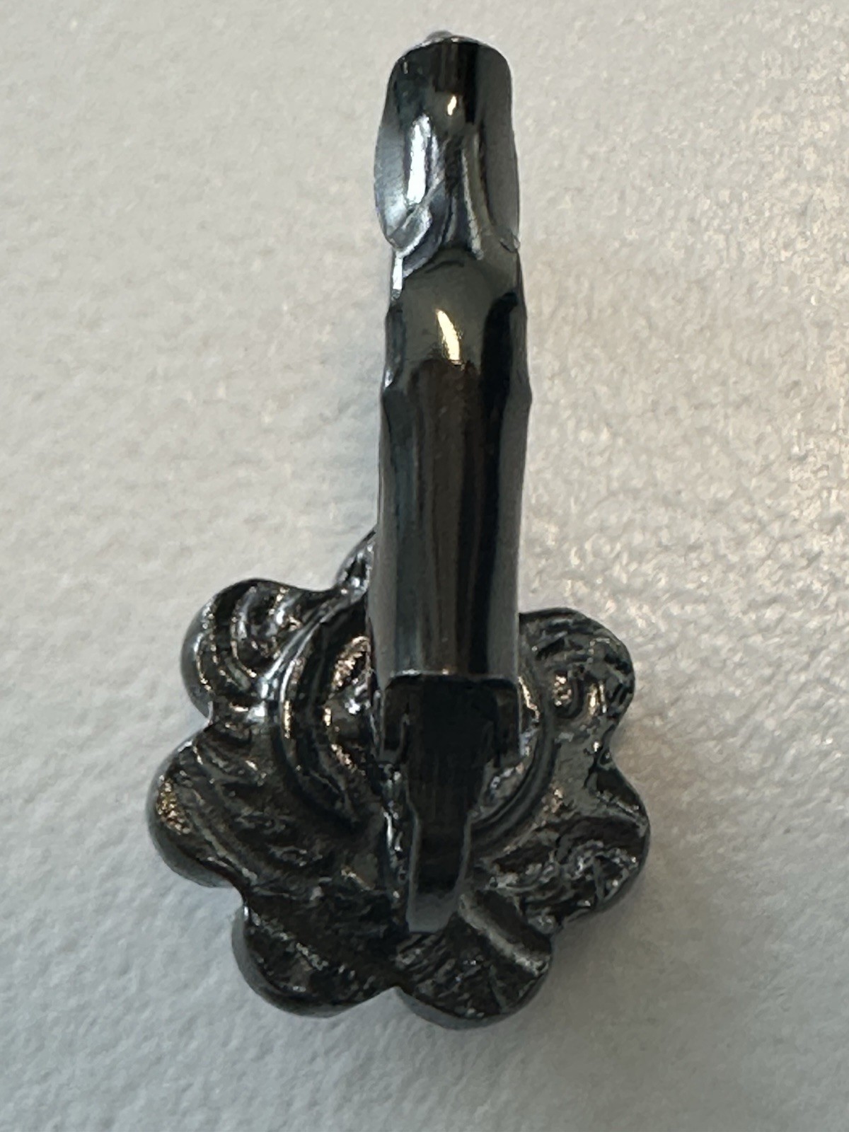 VTG Dark Grey Drop Leverback Earrings W/Crystals in a Floral Shape/Pierced Ears