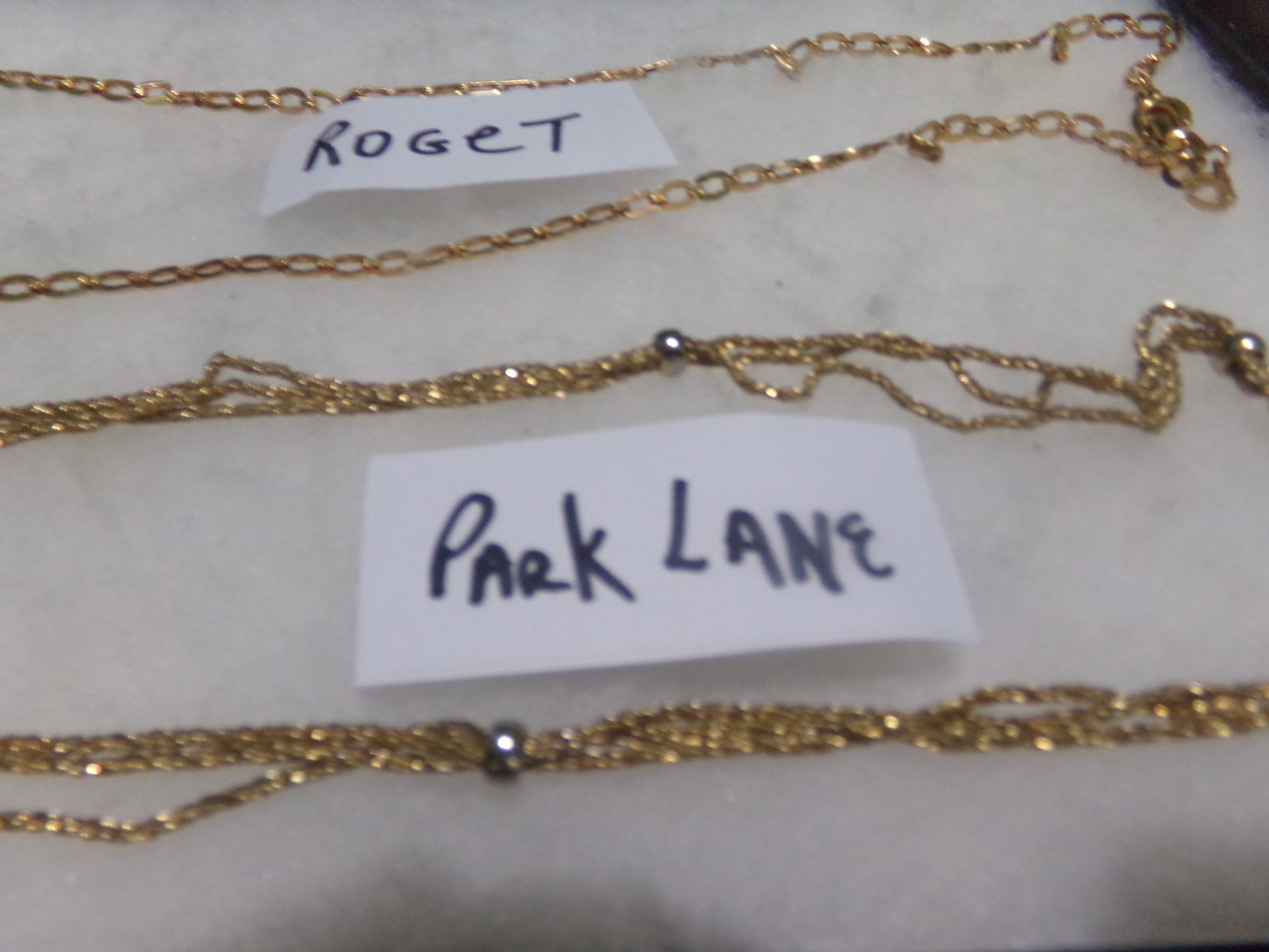 VINTAGE LOT OF 2 GOLDTONE NECKLACES / CHAIN SIGNED PARK LANE & ROGET