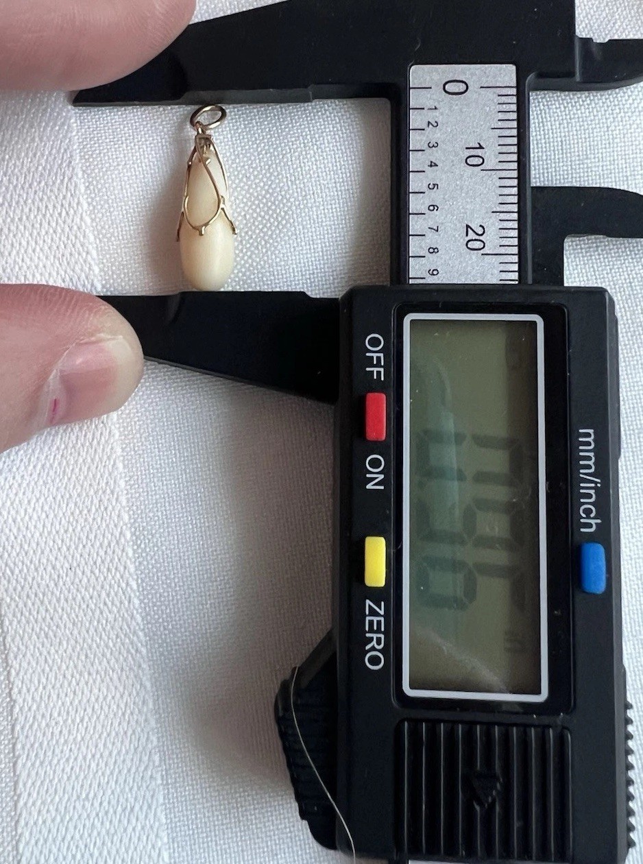 Vintage Design Carved White Coral Or Material Pendant 14k Bale For Scrap Or Wear