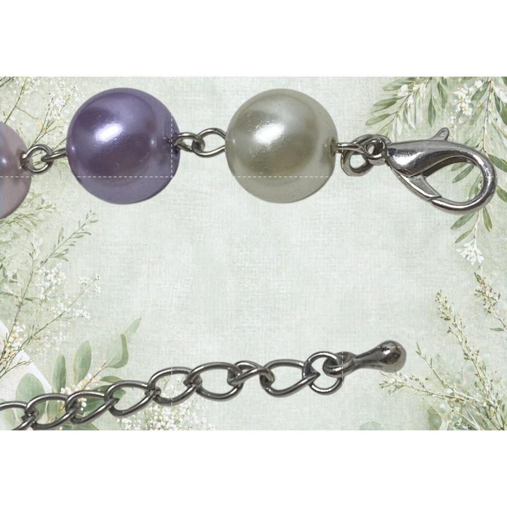 Vintage Pastel Faux Pearl Double Strand Necklace Pink Purple Romantic