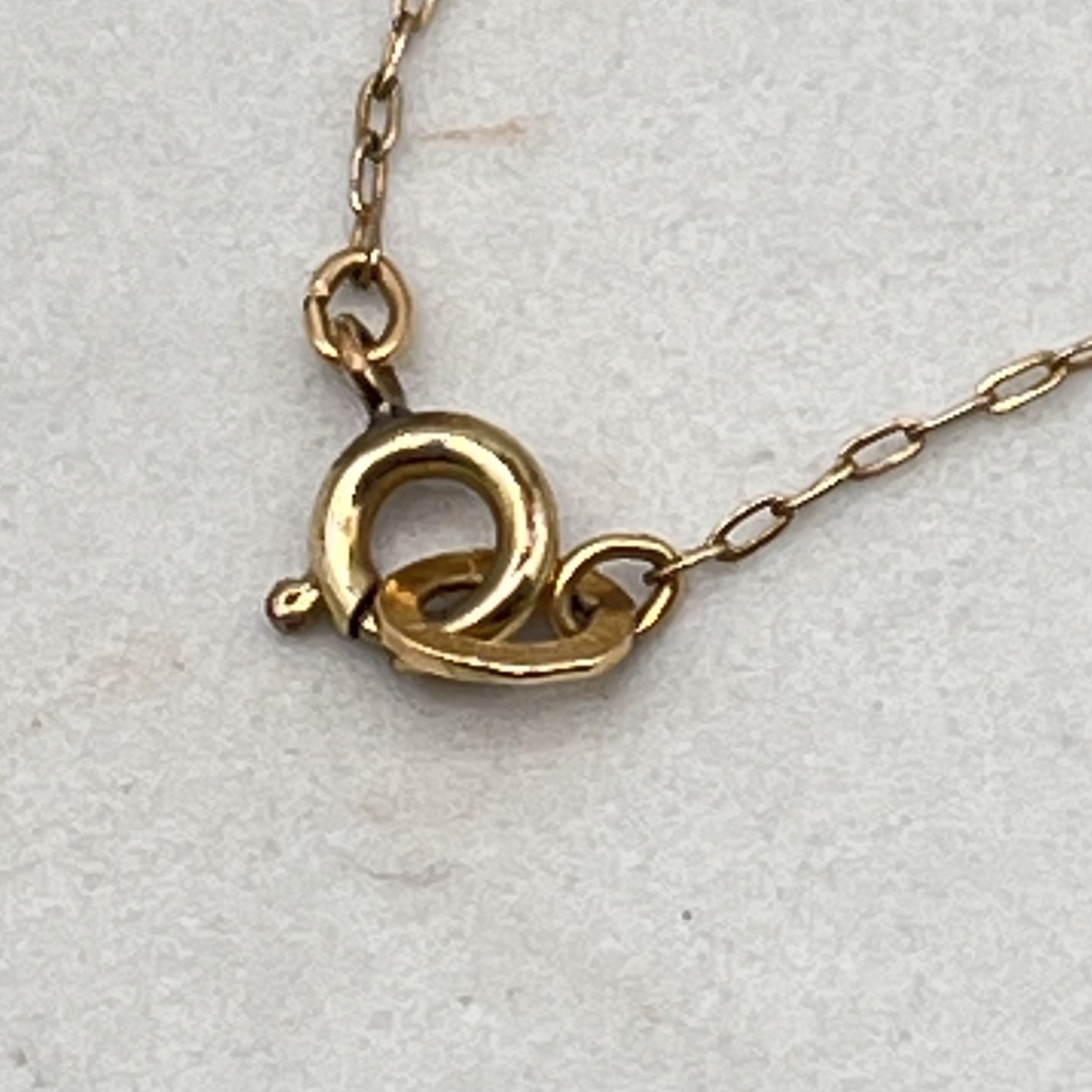 Vintage Modernist Abstract Pendant Necklace Gold Tone Rhinestone Accent 17″