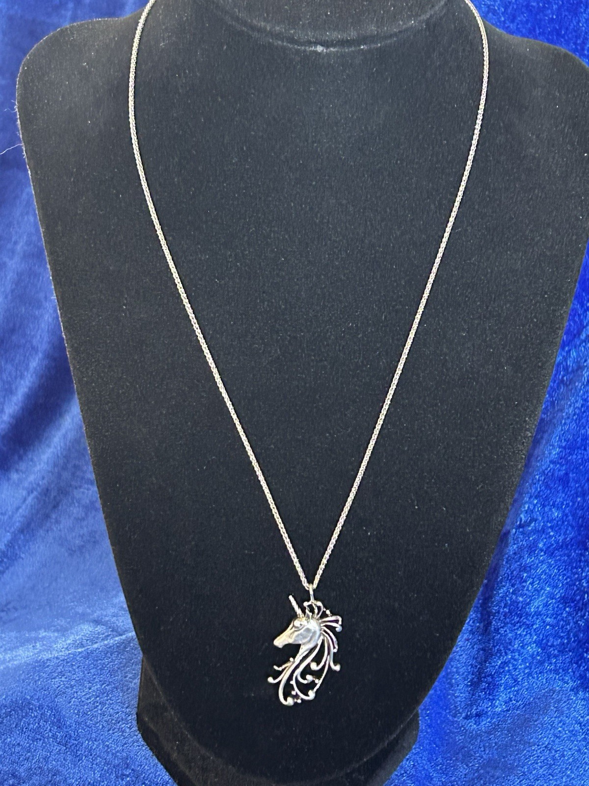 Vintage Sterling Silver Unicorn Pendant Necklace Nice Quality Pretty