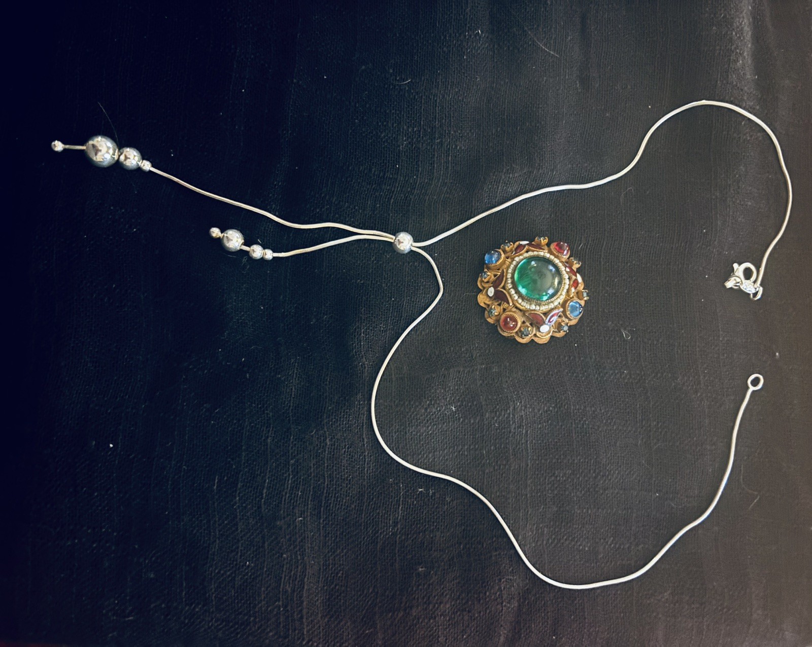 Costume Modern Necklace And Vintage Brooch. Excellent Condition