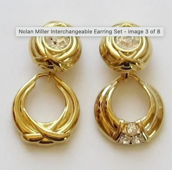 NOLAN MILLER Gold Plated Rhinestone & Bead Interchangeable CLIP Earring Set NEW
