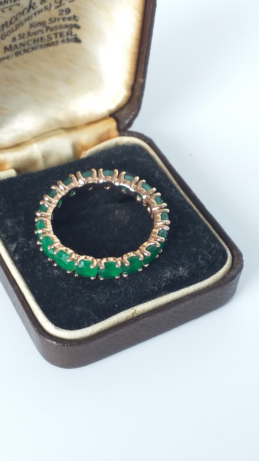Vintage 1990-s 14 Ct Rolled Gold Emerald Ring Size UK N US 6 3/4 – Hallmarked!