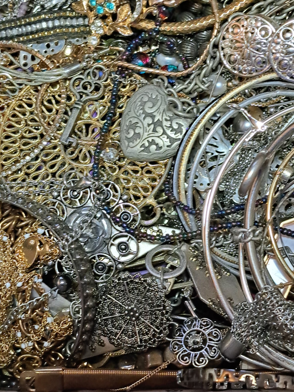 8 Pounds 4 Oz Old Jewelry Lot VTG To Now Junk, Wearable, Craft-Tangles Huge