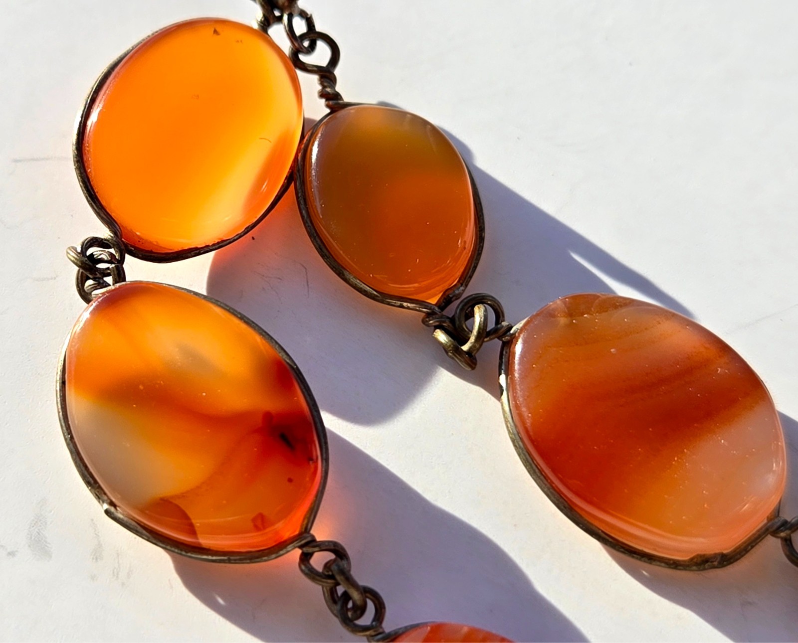 Antique Carnelian Agate Brooch Vintage Link Bracelet Lot 2 Beautiful Pieces