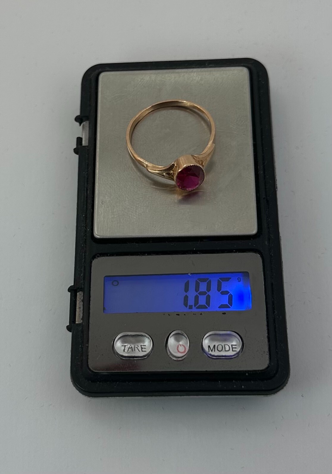 Chic Vintage Original Soviet Rose Gold 583 14k Ring With Ruby 6.5 US 1,85 g.