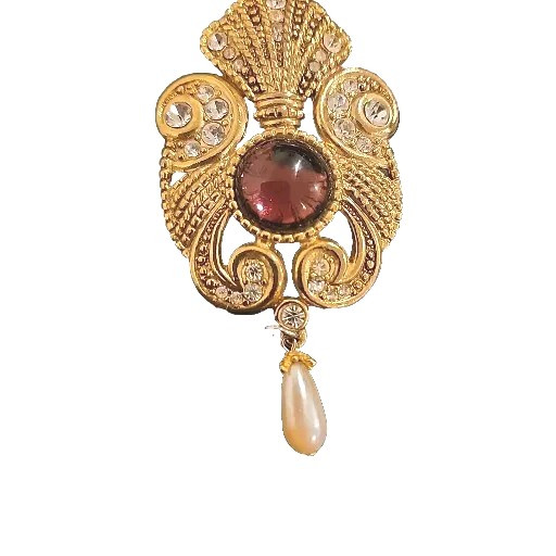 Jeff Lieb Signed Brooch GoldTone Faux Pearl Rhinestone Vintage (535