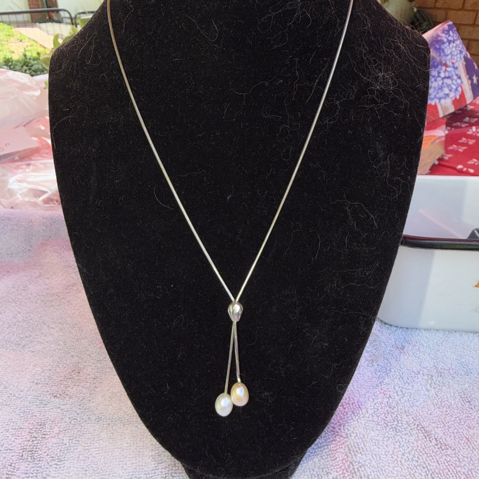 Vintage Sterling Silver 925 Pearl Necklace