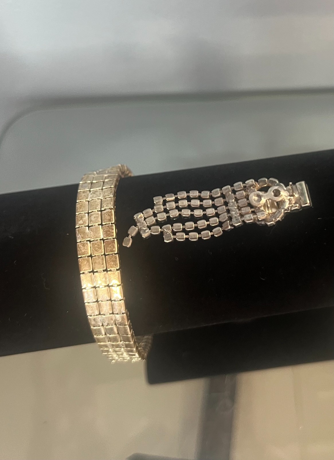 Vintage Rhinestone Cascade Pierced Earrings & 3-Row Stretch Bracelet Set