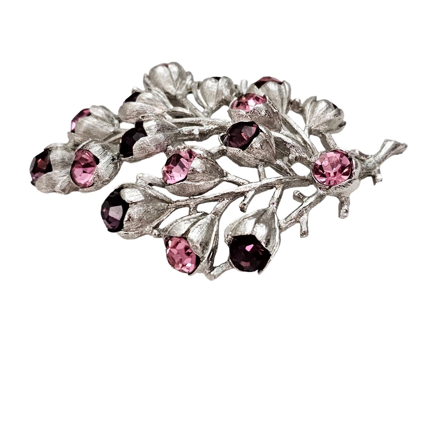 Sarah Coventry Pink Purple Rhinestone Wisteria Brooch, Signed L415