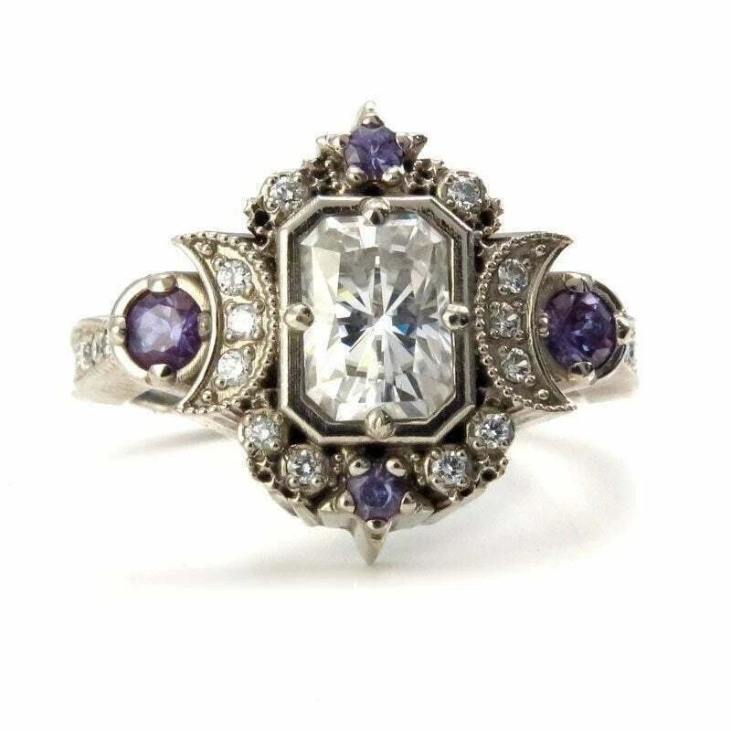 3.35Ct Art Deco Style Lab Created Diamond Anniversary 14k White Gold Finish Ring