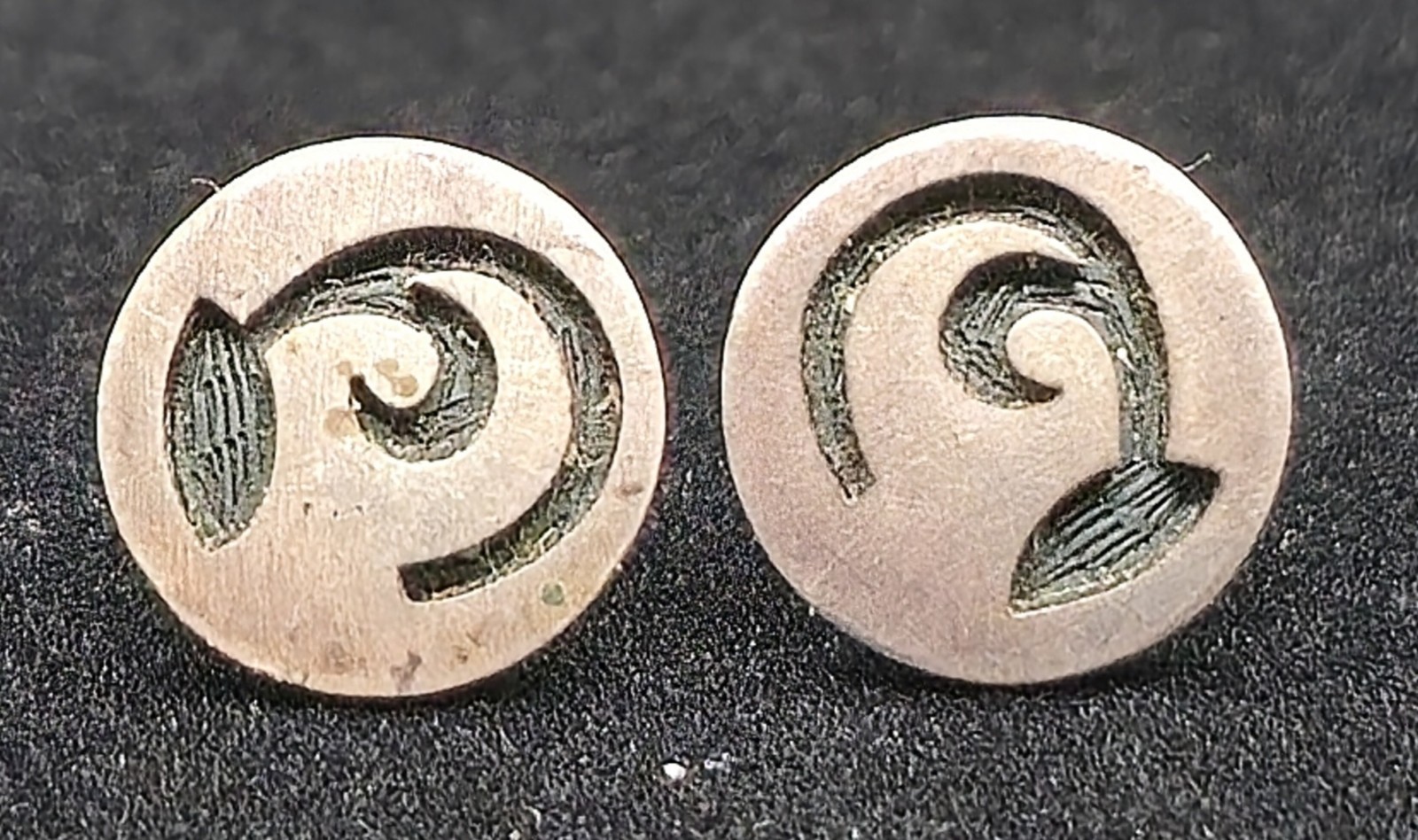Vtg Signed EH Emery Holmes Hopi Overlay Sterling Silver Tribal Pierced Earrings