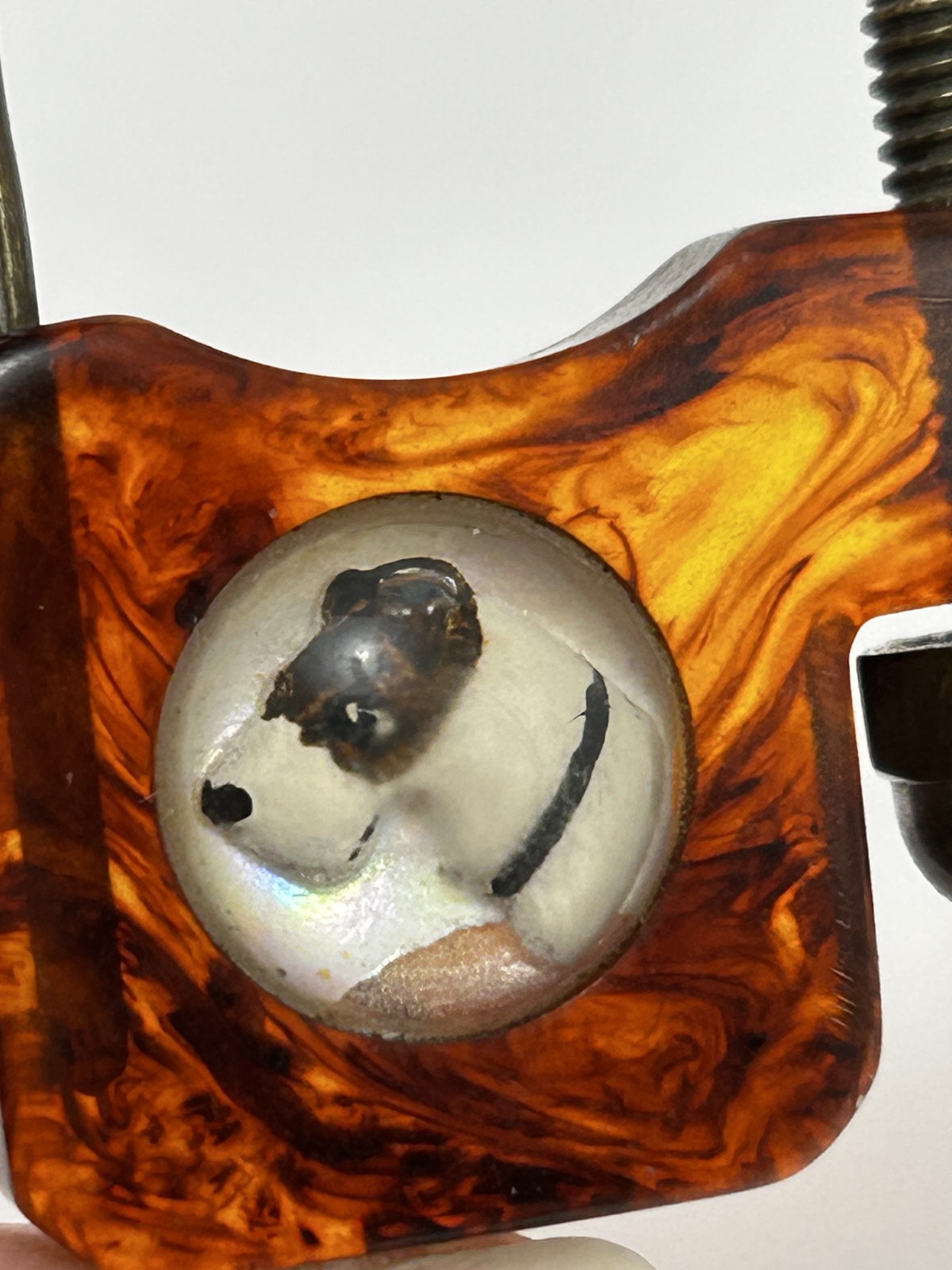 Vintage Antique Tortoiseshell Celluloid Dog Bakelite Mother key Pearl Clip tag
