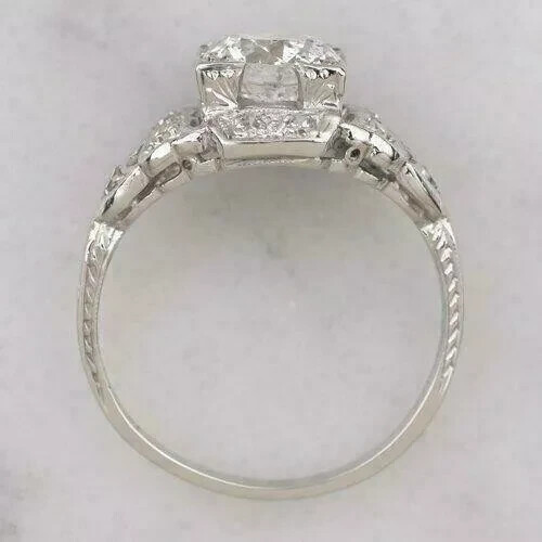 Art Deco 3.49Ct Round Cut Lab Created Diamond 14K White Gold FN Engagement Ring
