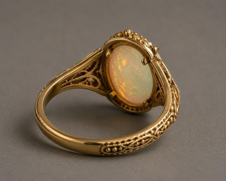 Natural Ethiopian Opal Ring 925 Sterling Silver Vintage Antique Ring