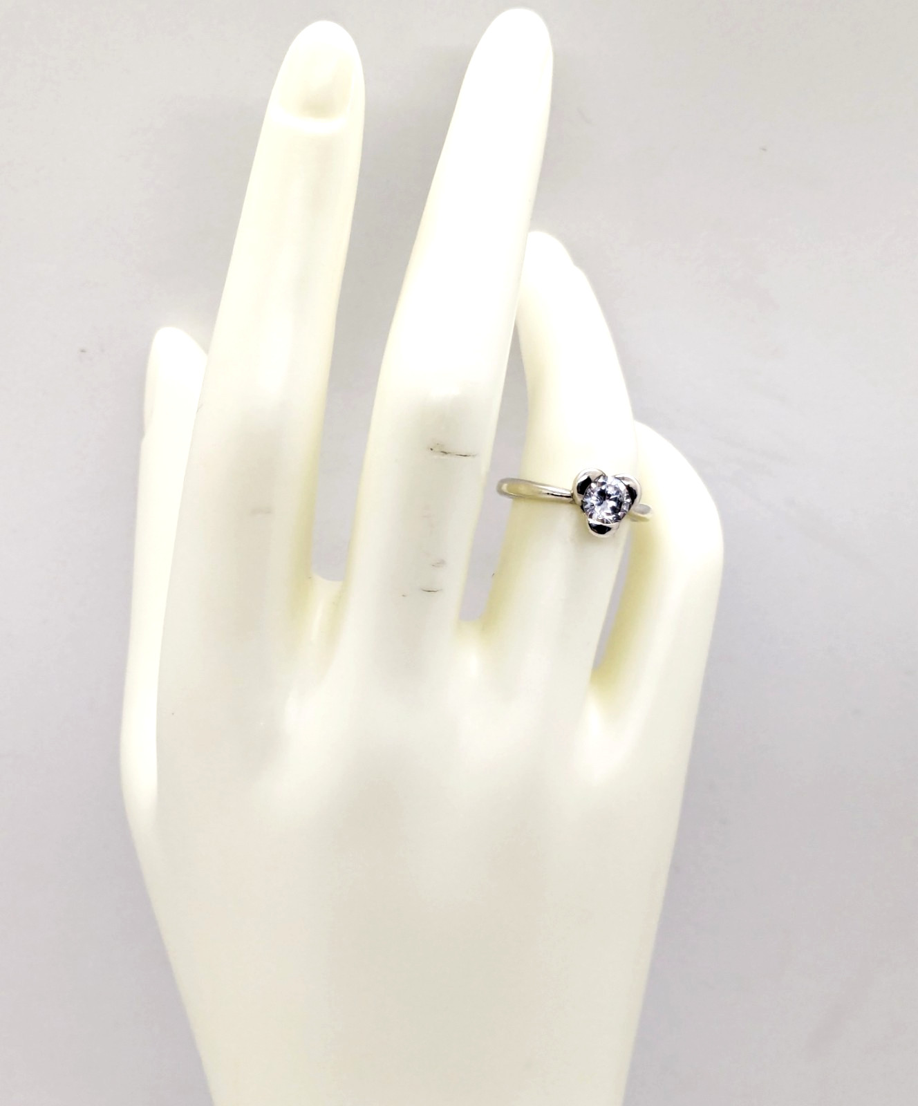 Vintage Elegant RING Silver 925 with Bright Stone -size: 6.5US (16.7mm)| UA #126