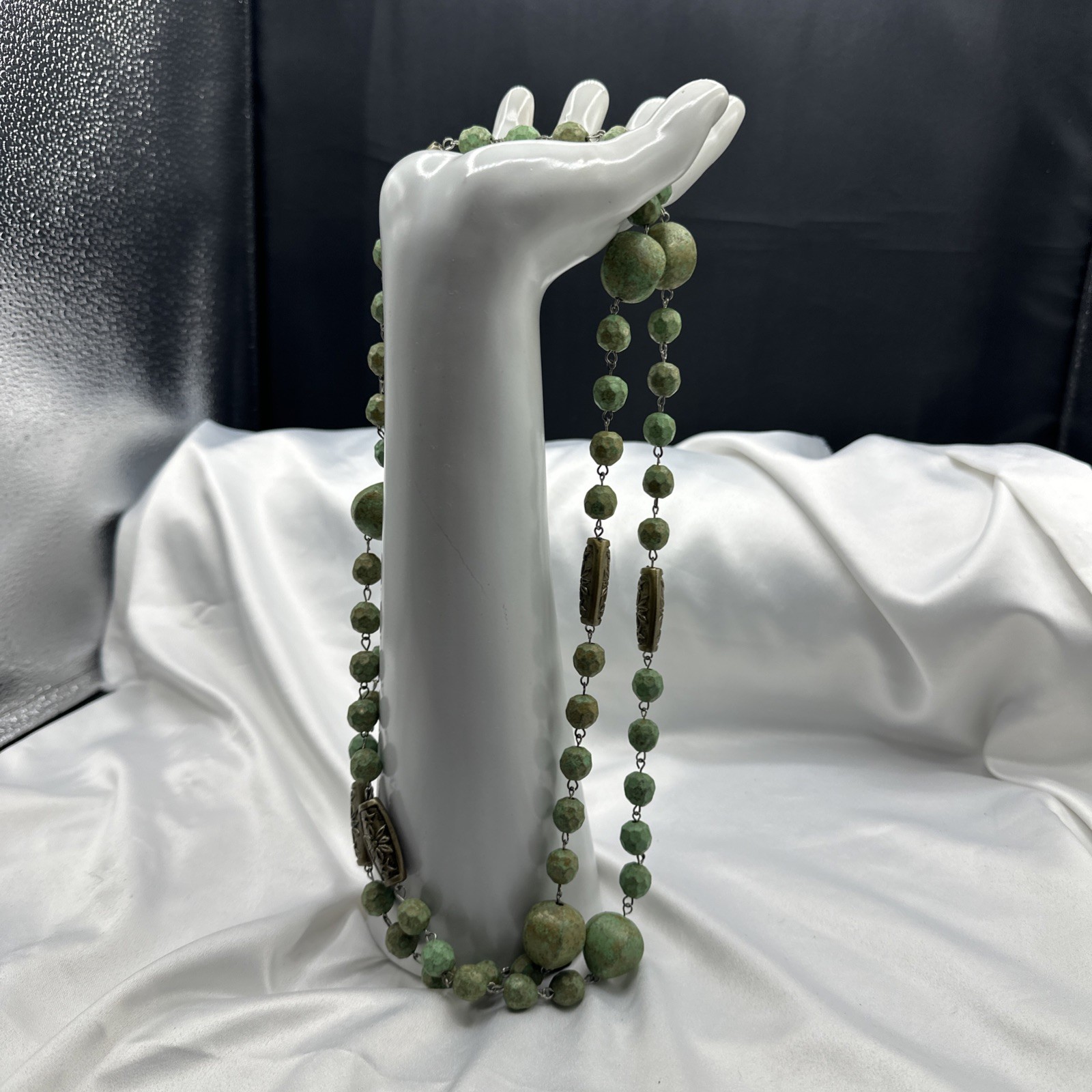 Vtg Handcrafted Extra Long Painted Beads Necklace. It’s 36” Long. See pics.
