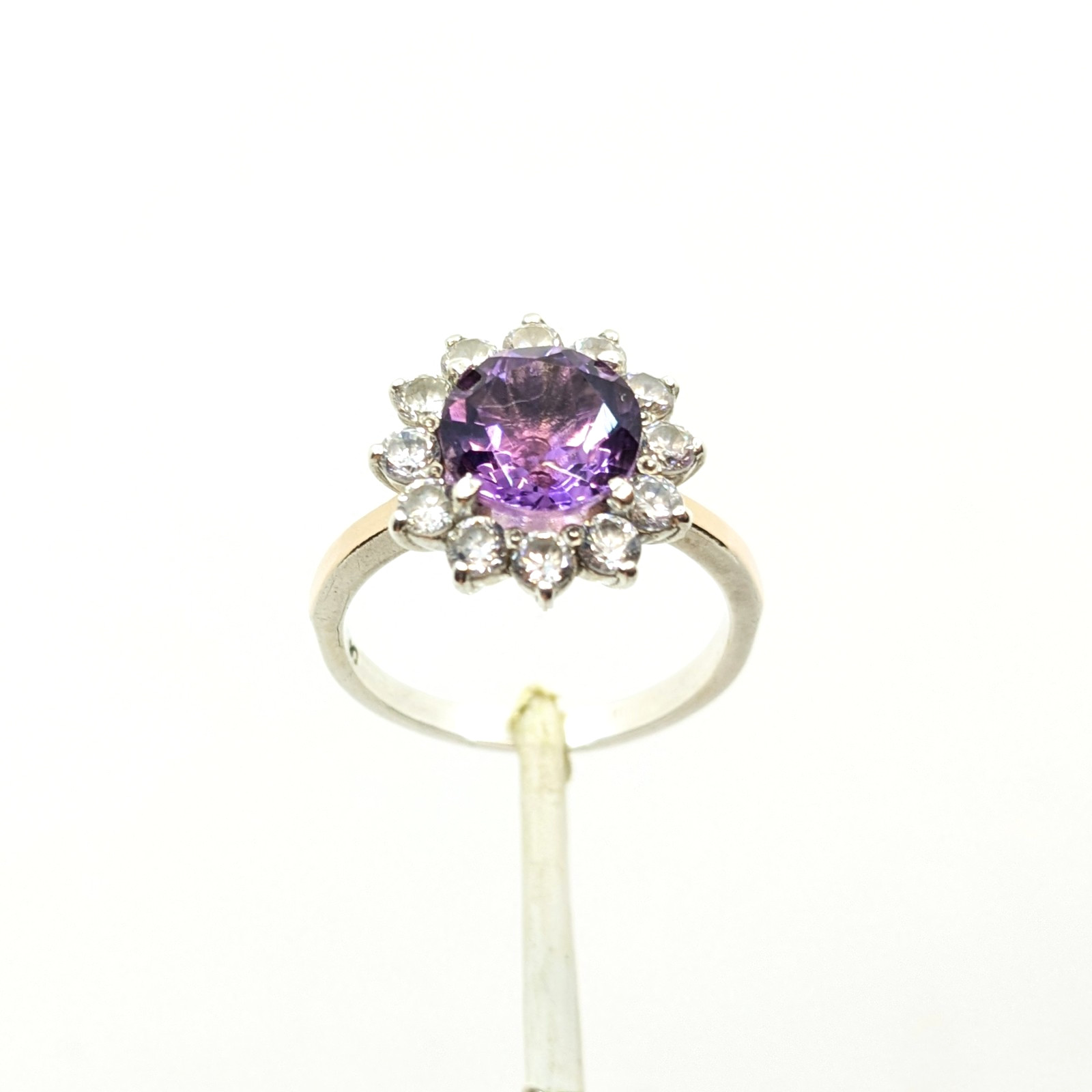 Vintage Luxury RING Silver 925 with Bright Amethyst -size: 7.5US (17.5mm) | #110