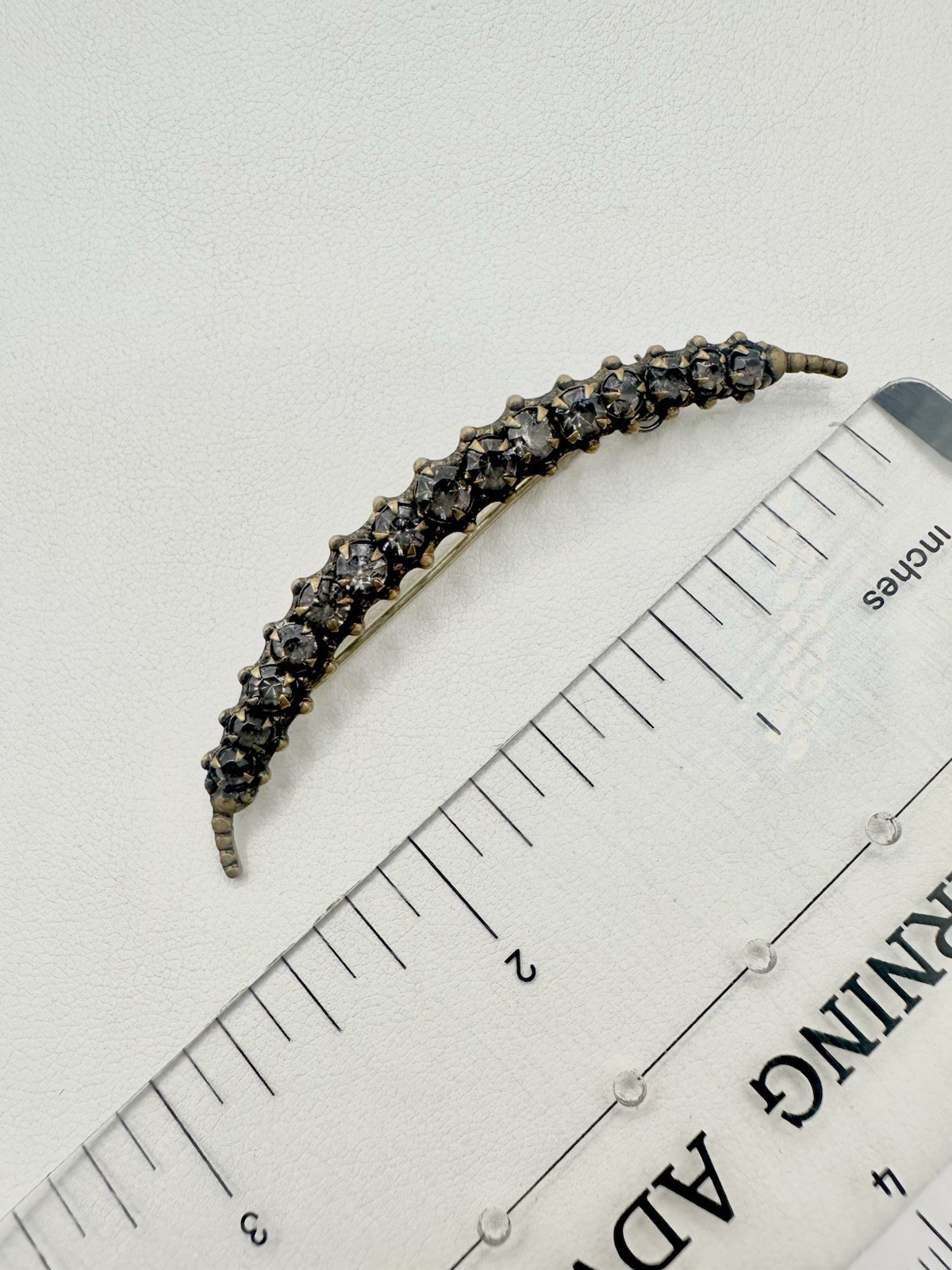 Antique Victorian Brooch Pin Crescent Moon Love Luck Paste Stones C Clasp Read