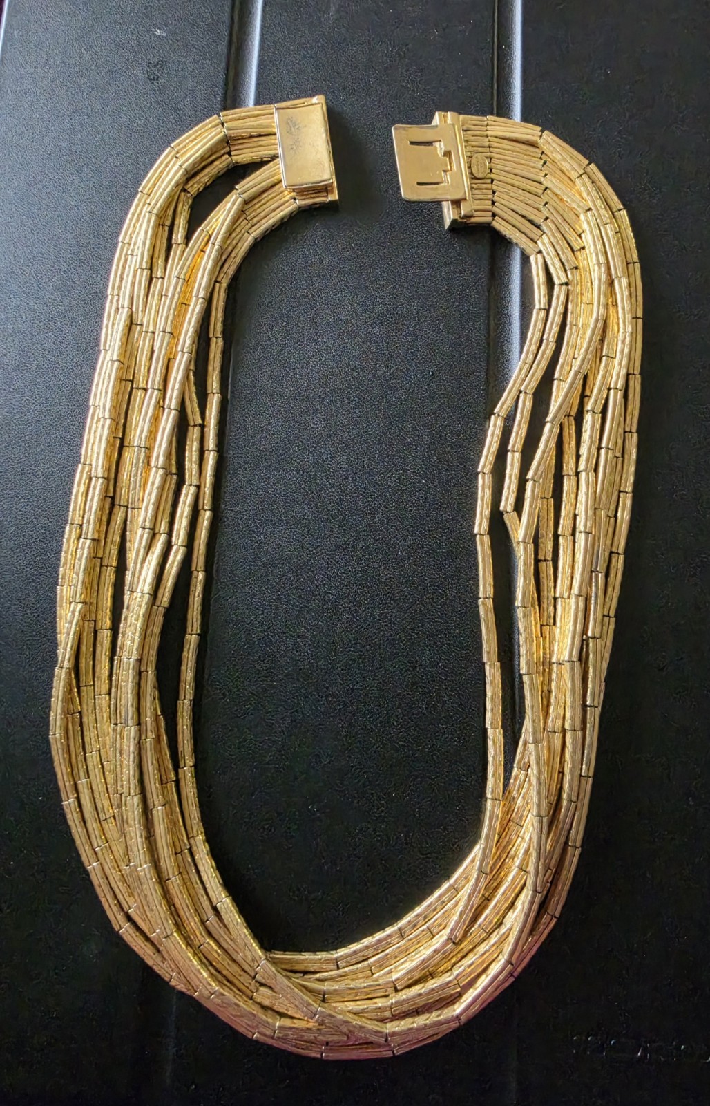 Vintage CHRISTIAN DIOR Gold tone multi strand draped NECKLACE Henkel Grosse 1965