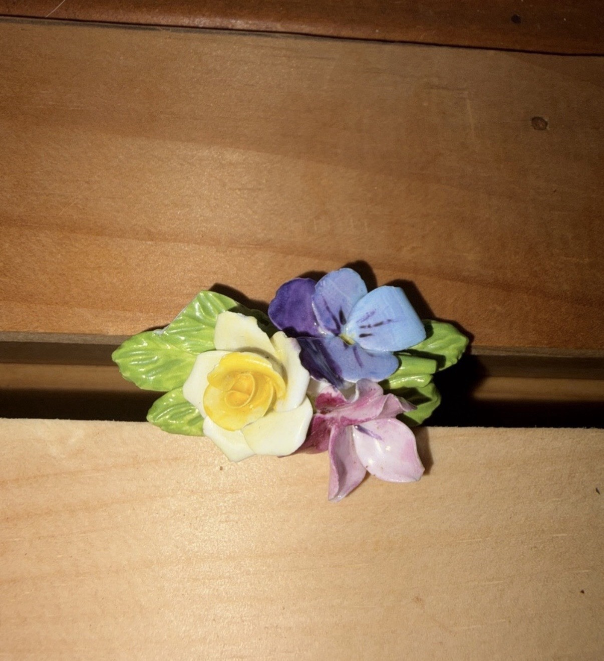 Vintage Bone China Multicolor Flower Bouquet Brooch Pin- Made in England
