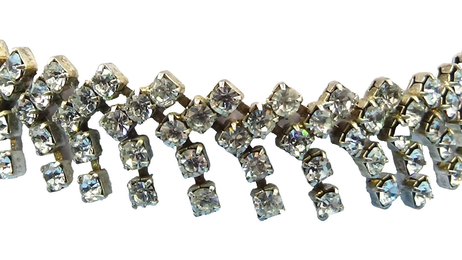 Vintage Prong Set Rhinestones Bracelet Featuring Rhinestone Drop Dangle