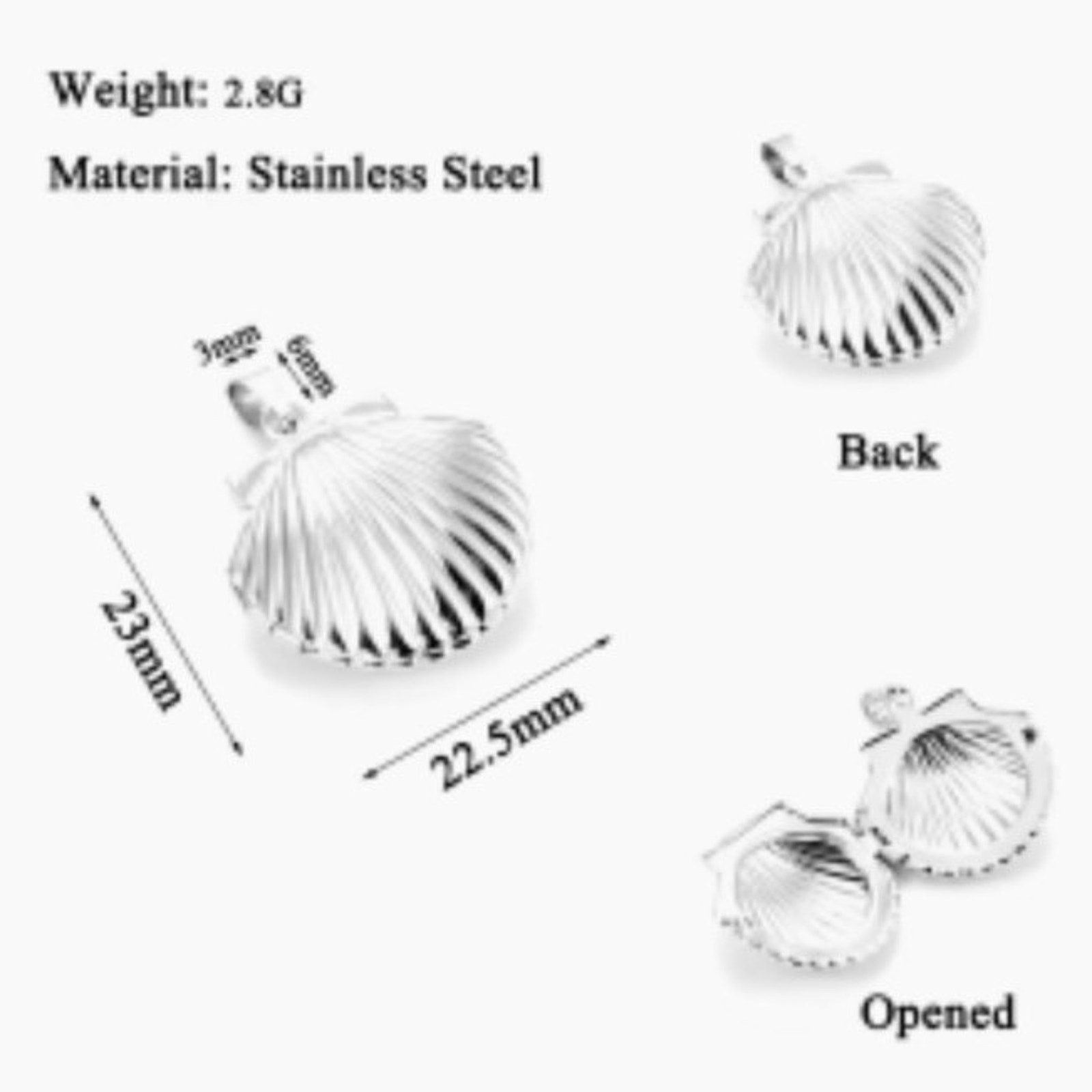 925 Silver Necklace w/ Seashell Locket Valentine’s Birthday Anniversary Gift NEW